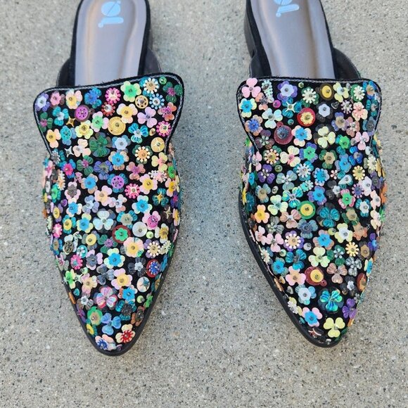 GOSSIP Indian Sequin Floral Mules - Picture 6 of 9